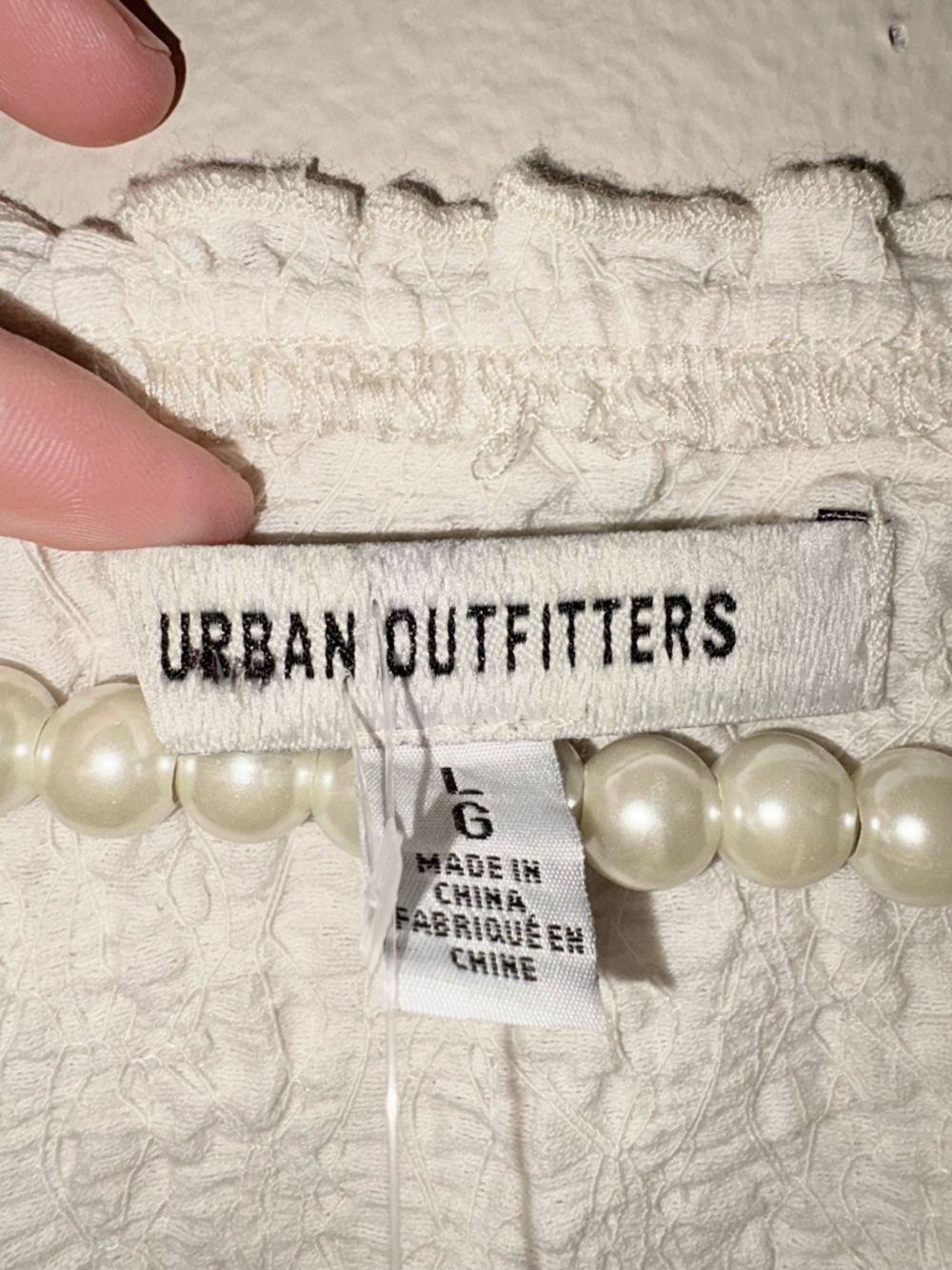 Urban Outfitters Cream Textured Puff-Sleeve Tie-Front Blouse - Picture 2 of 6